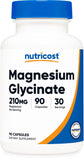 Nutricost glicinato de magnesio cápsulas frasco, absorción suave para confort digestivo.