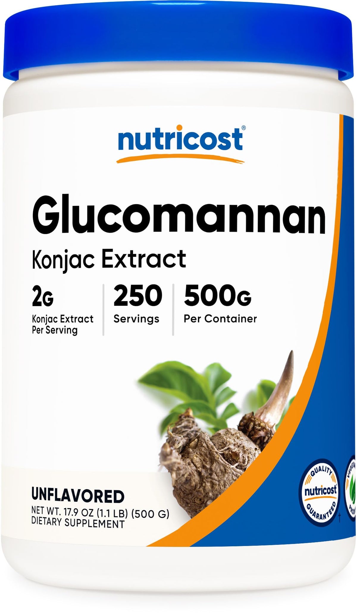 Nutricost glucomanano polvo en bote de 500 g, fibra soluble para saciedad suave