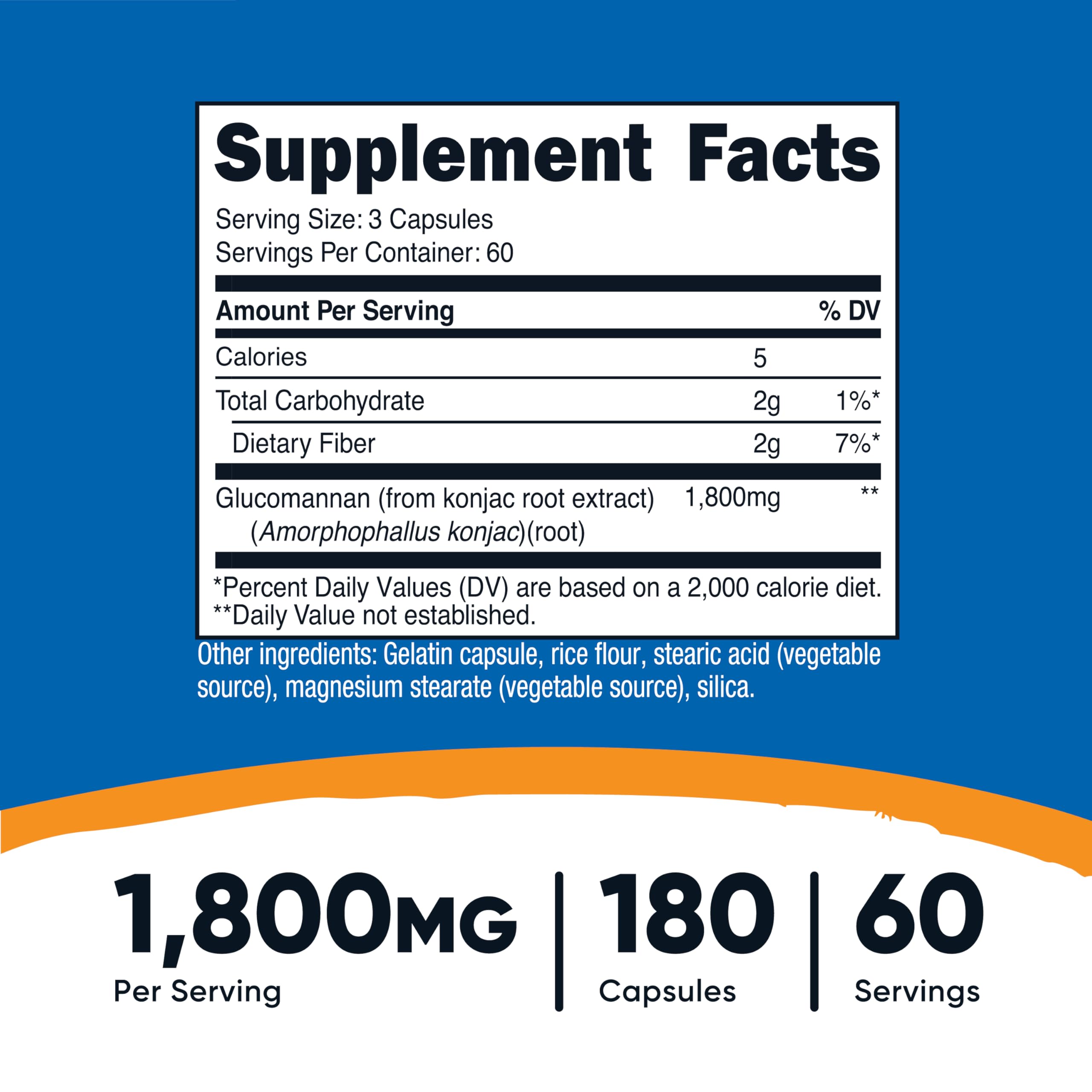 Nutricost Glucomannan cápsulas sin gluten para dietas libres de gluten
