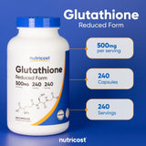 Nutricost Glutatión, cápsulas con sello NSF, garantía de calidad.