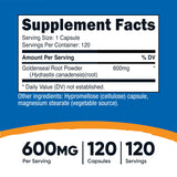 Nutricost Goldenseal: cápsulas 120 unidades listas para tu rutina.