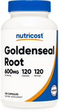 Nutricost Goldenseal: raíz y botella para uso diario.