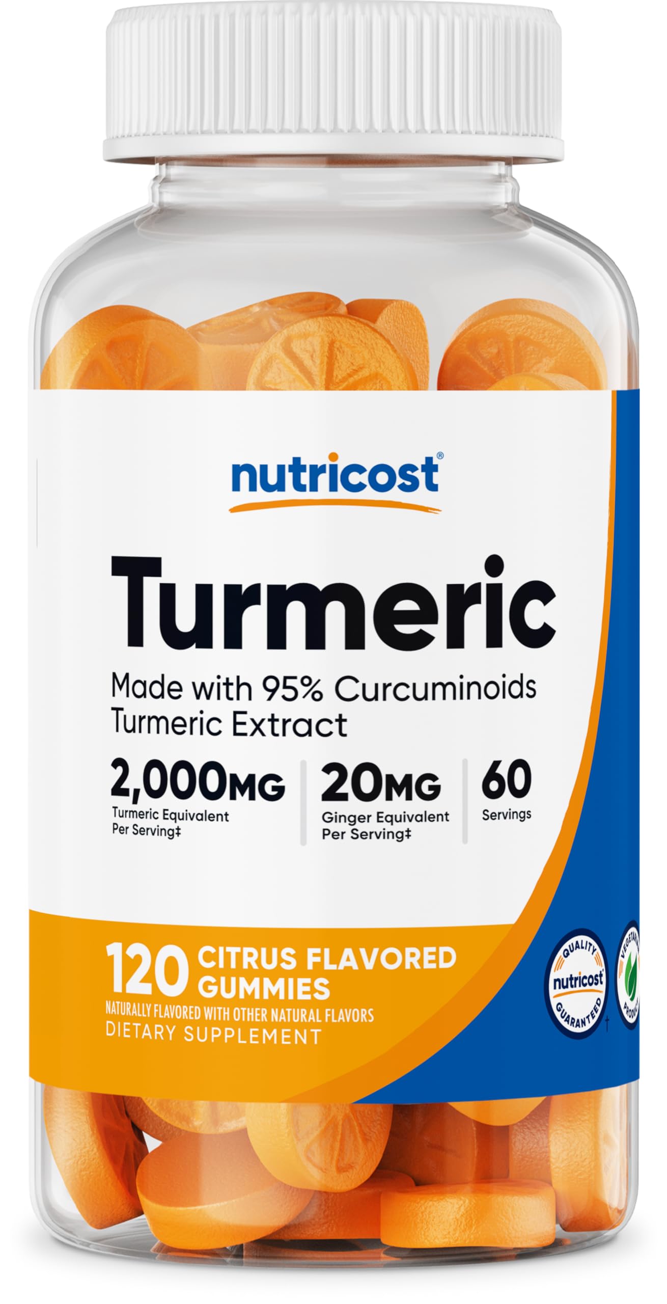 Gomitas Nutricost de cúrcuma 2000 mg por porción para consumo diario
