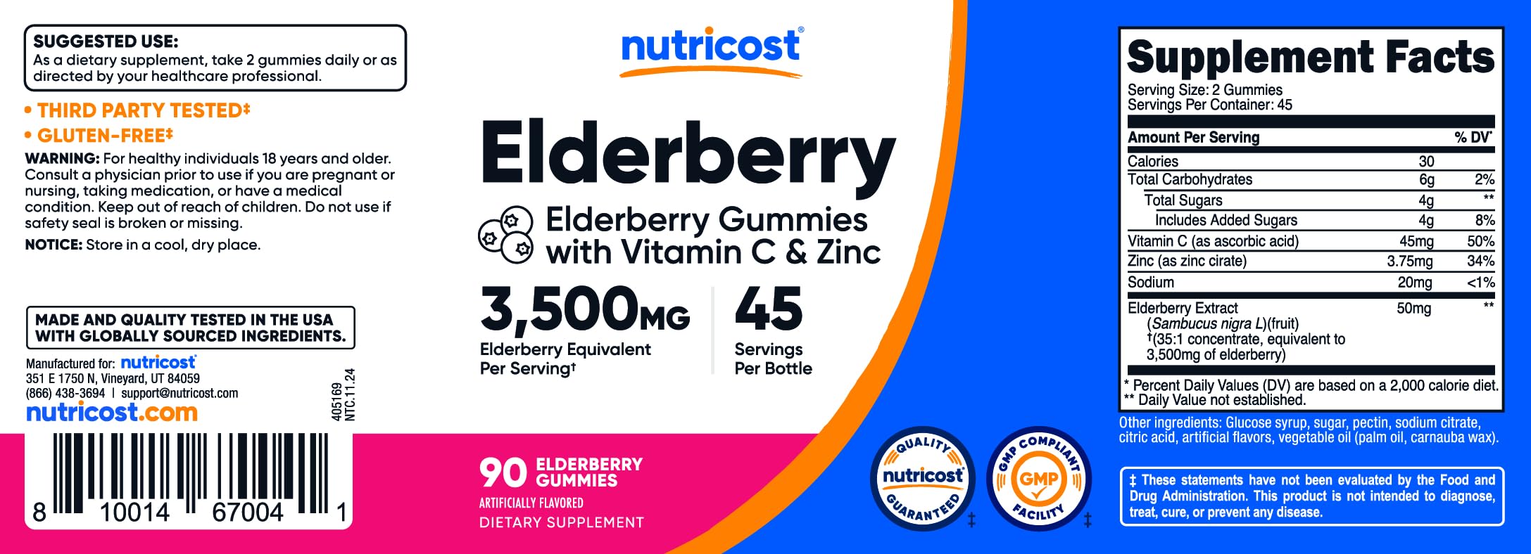 Envase de Nutricost sin OGMs, opción libre de modificados.