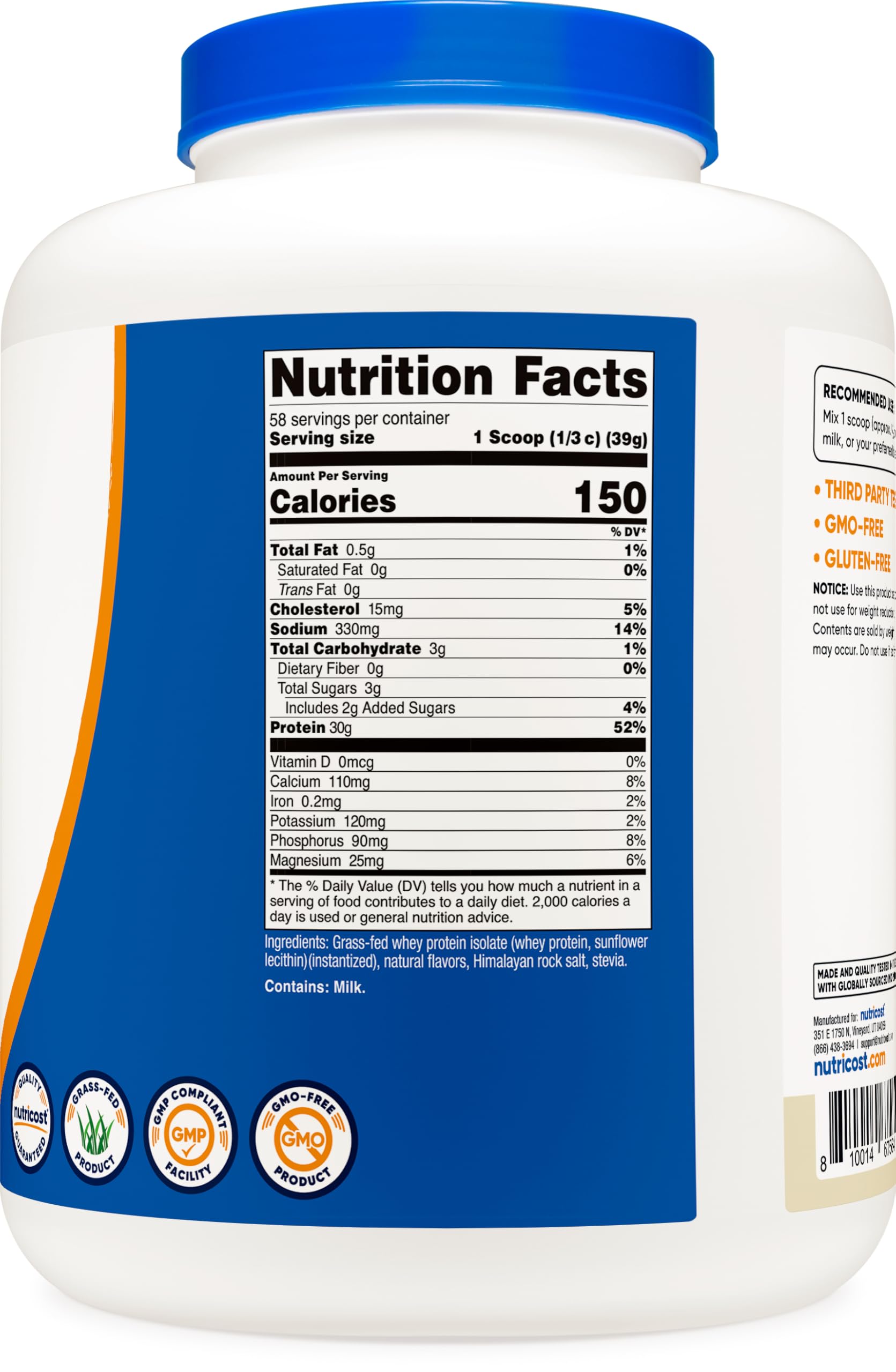 Nutricost certified facility packaging signals quality and safety
