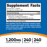 Envase Nutricost He Shou Wu con 240 cápsulas para uso prolongado.