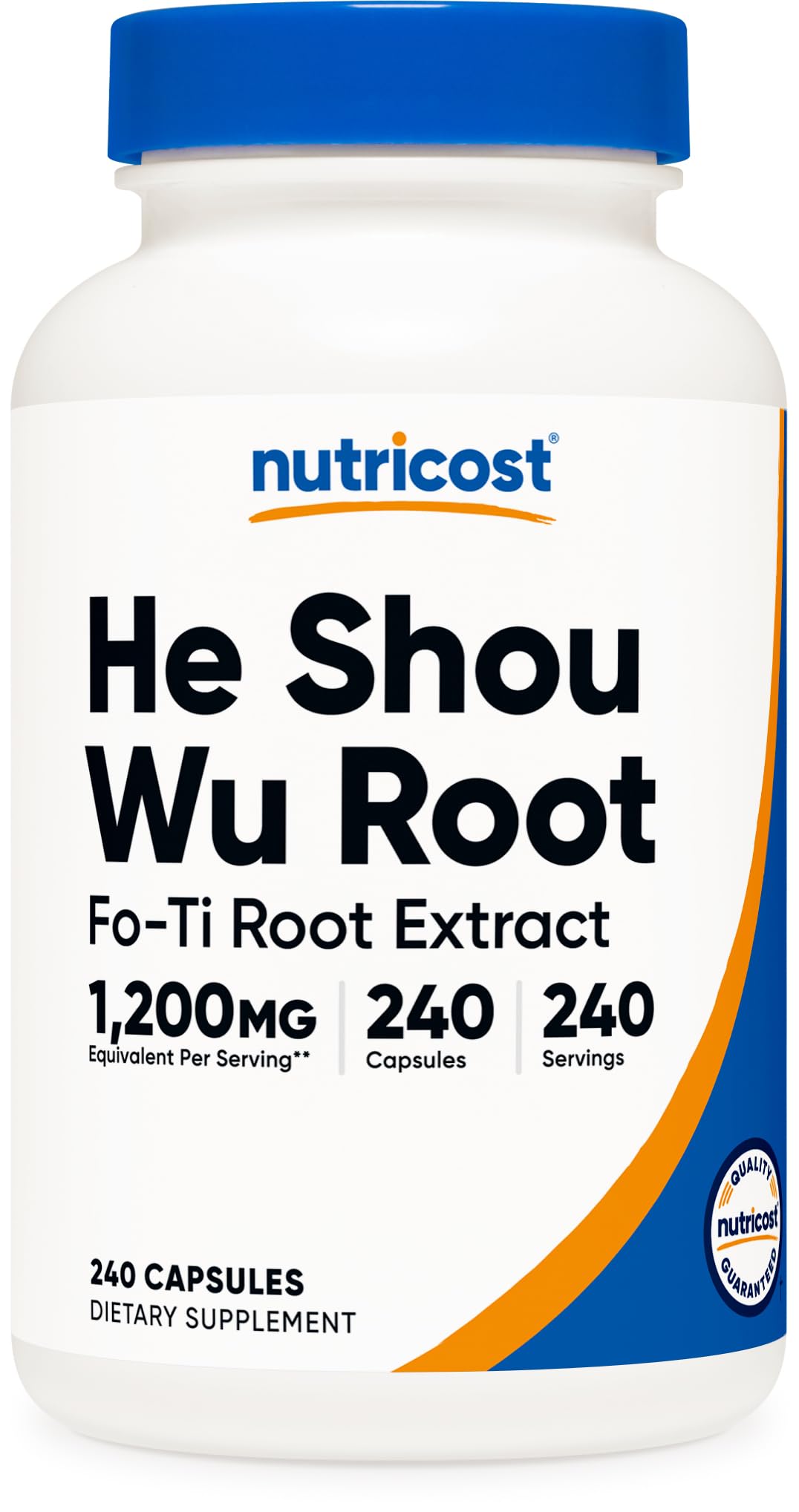 Nutricost He Shou Wu: porción de 60 mg por cápsula para apoyar el bienestar diario.