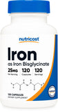 Nutricost Hierro Bisglicinato en cápsulas, apoyo diario de energía.