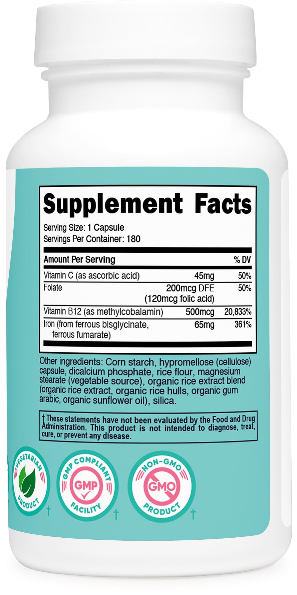 Nutricost Hierro para mujeres, etiqueta detallada y formato práctico.
