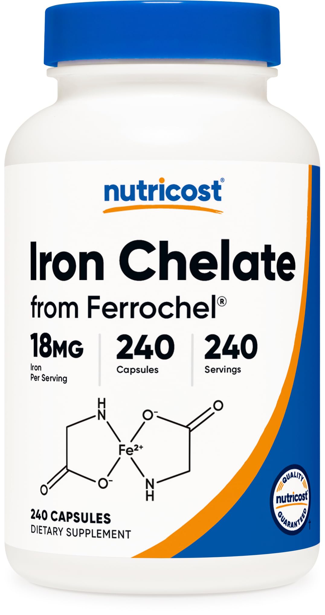 Nutricost hierro quelatado 18 mg cápsulas: absorción mejorada para uso diario.