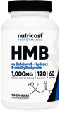 Nutricost HMB: botella con 120 cápsulas, apoyo para entrenamiento y recuperación