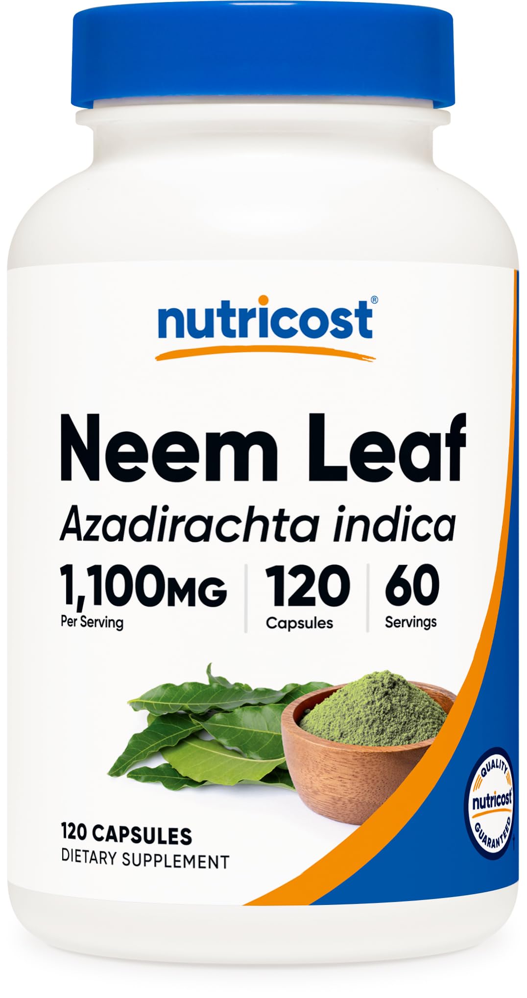 Nutricost Neem: frasco de cápsulas de hojas para suministro estable.
