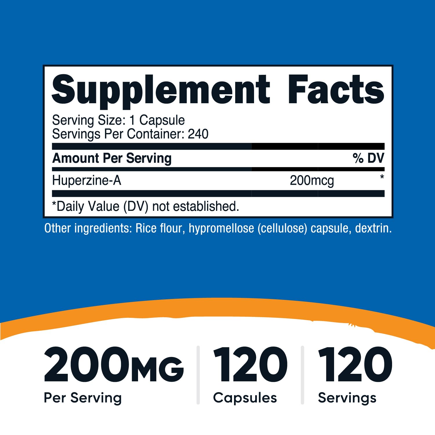 Nutricost Huperzine A, cápsula de 200 mcg para dosis estable.