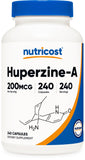 Nutricost Huperzine A, cápsulas en botella, uso diario práctico.