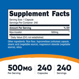 Nutricost Inositol cápsulas en mano, tamaño práctico.