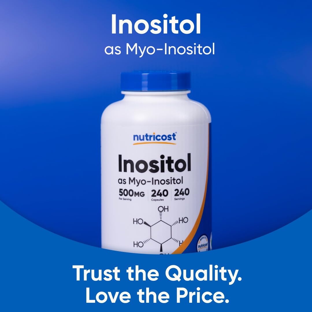 Nutricost Inositol sin gluten, apto para dietas libres de gluten.