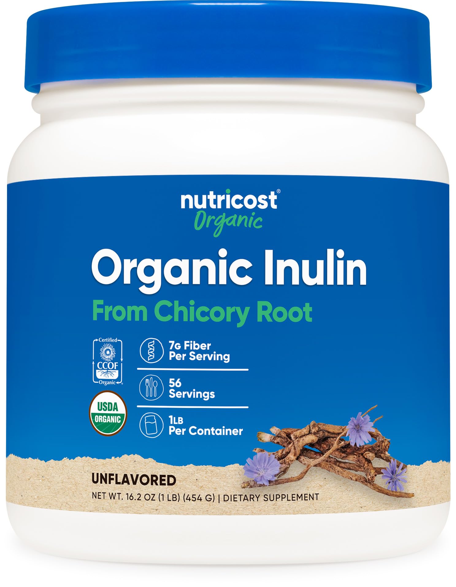 Nutricost Inulina Orgánica: pote de 454 g para incorporar fibra diaria