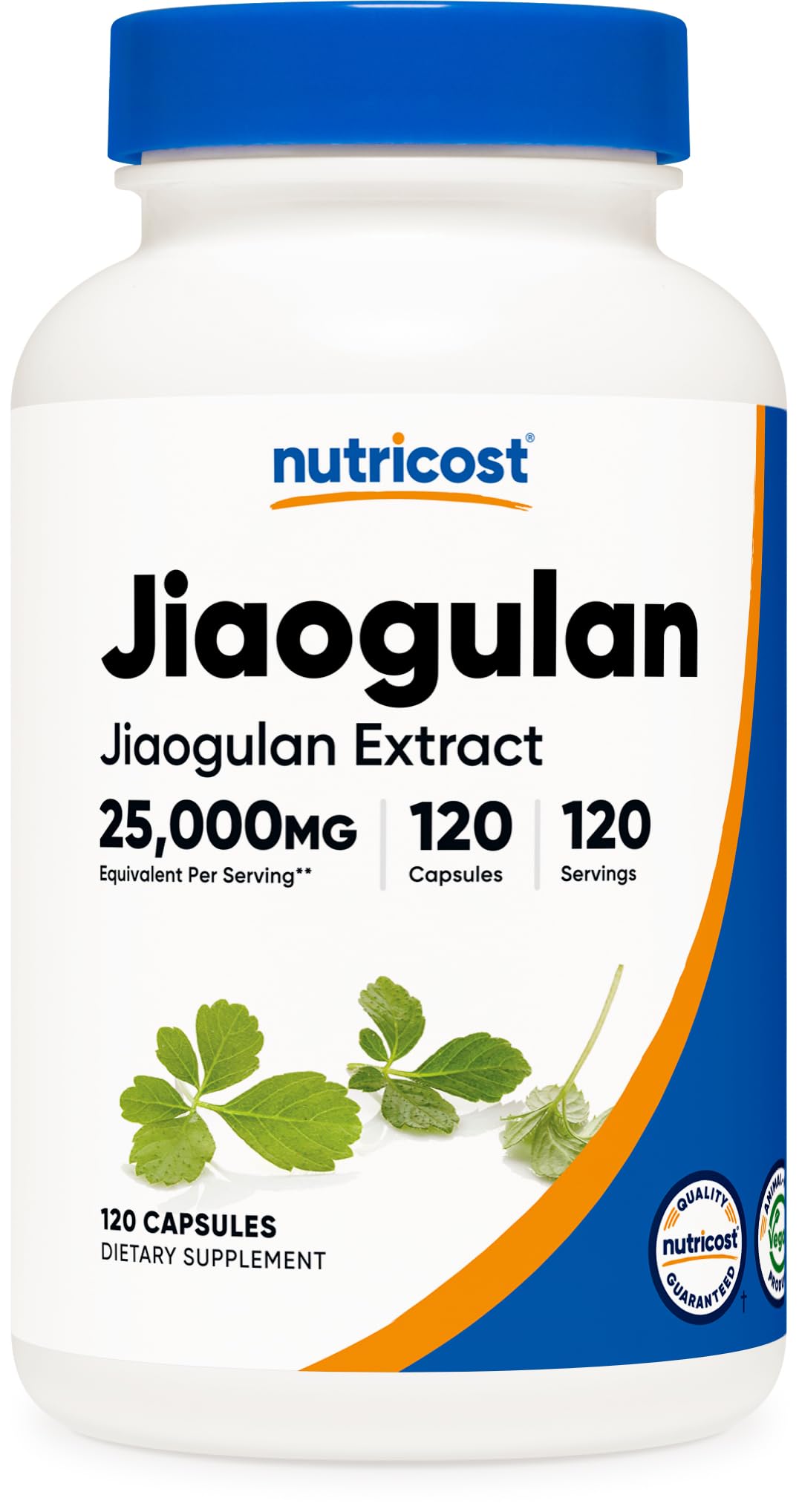 Nutricost extracto de Jiaogulan en botella de cápsulas para uso diario.