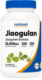 Nutricost extracto de Jiaogulan en botella de cápsulas para uso diario.