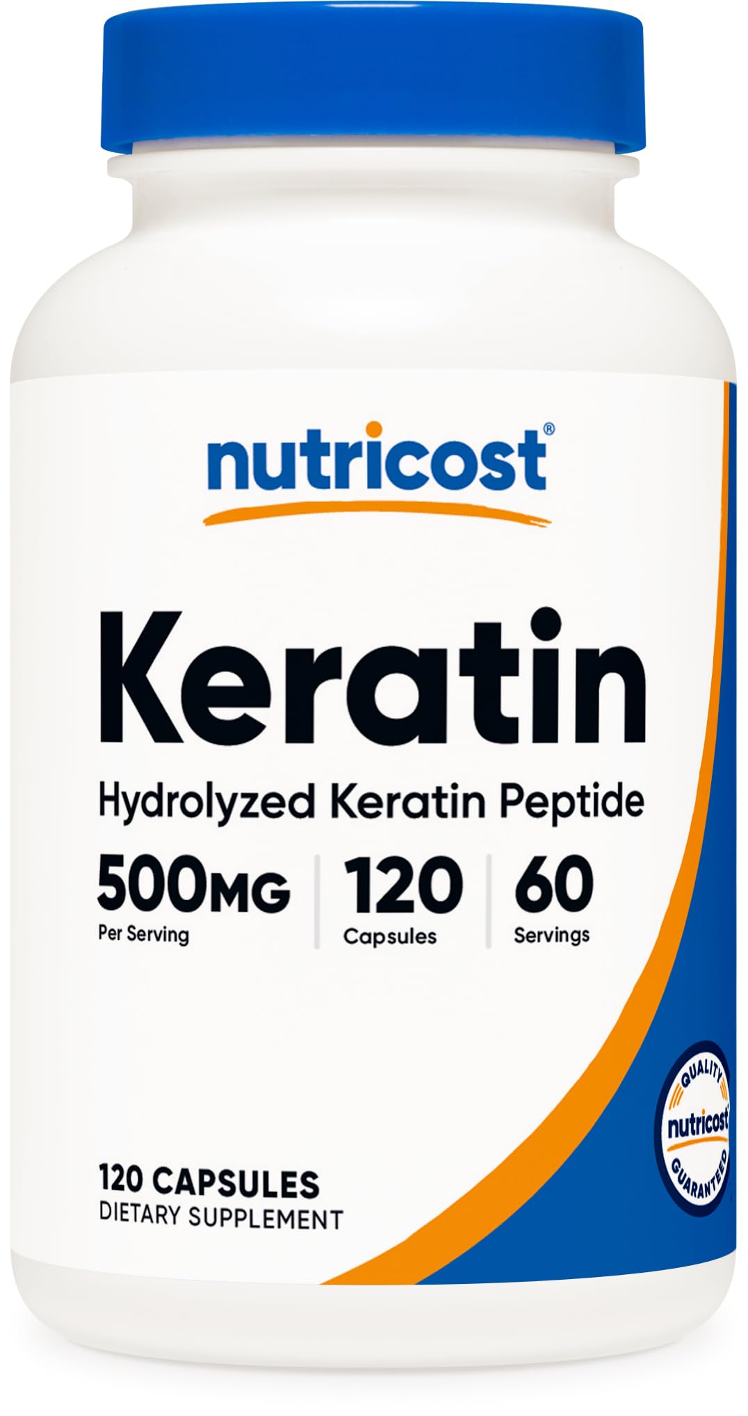 Nutricost Keratina Hidrolizada cápsulas en botella, apoyo diario para la rutina de bienestar