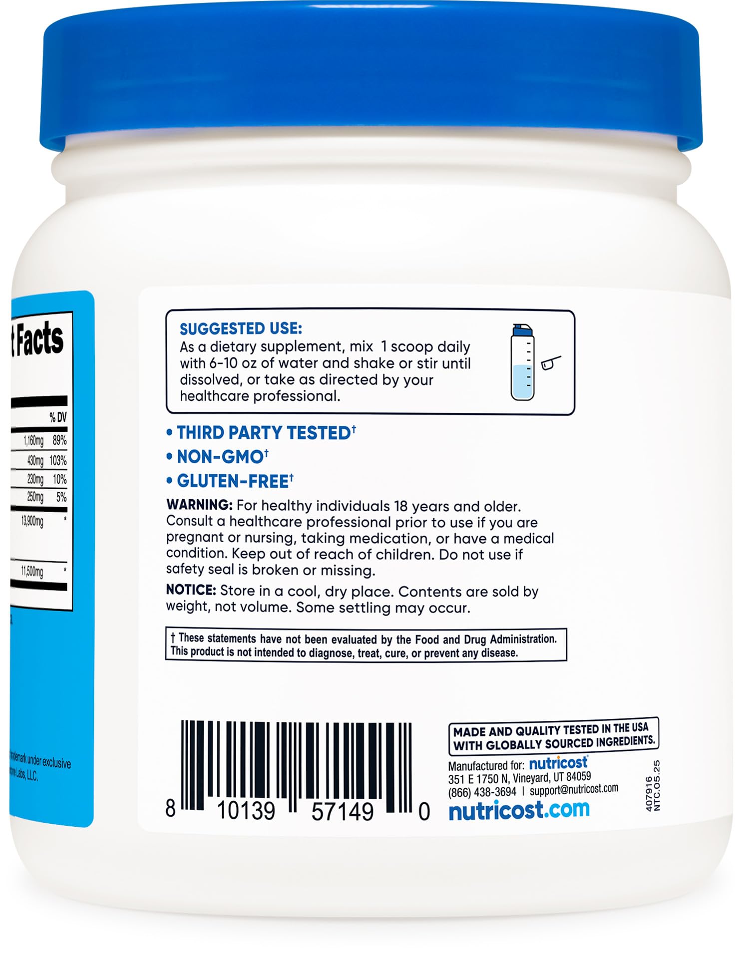 Nutricost Keto BHB salts: envase compacto para uso diario.