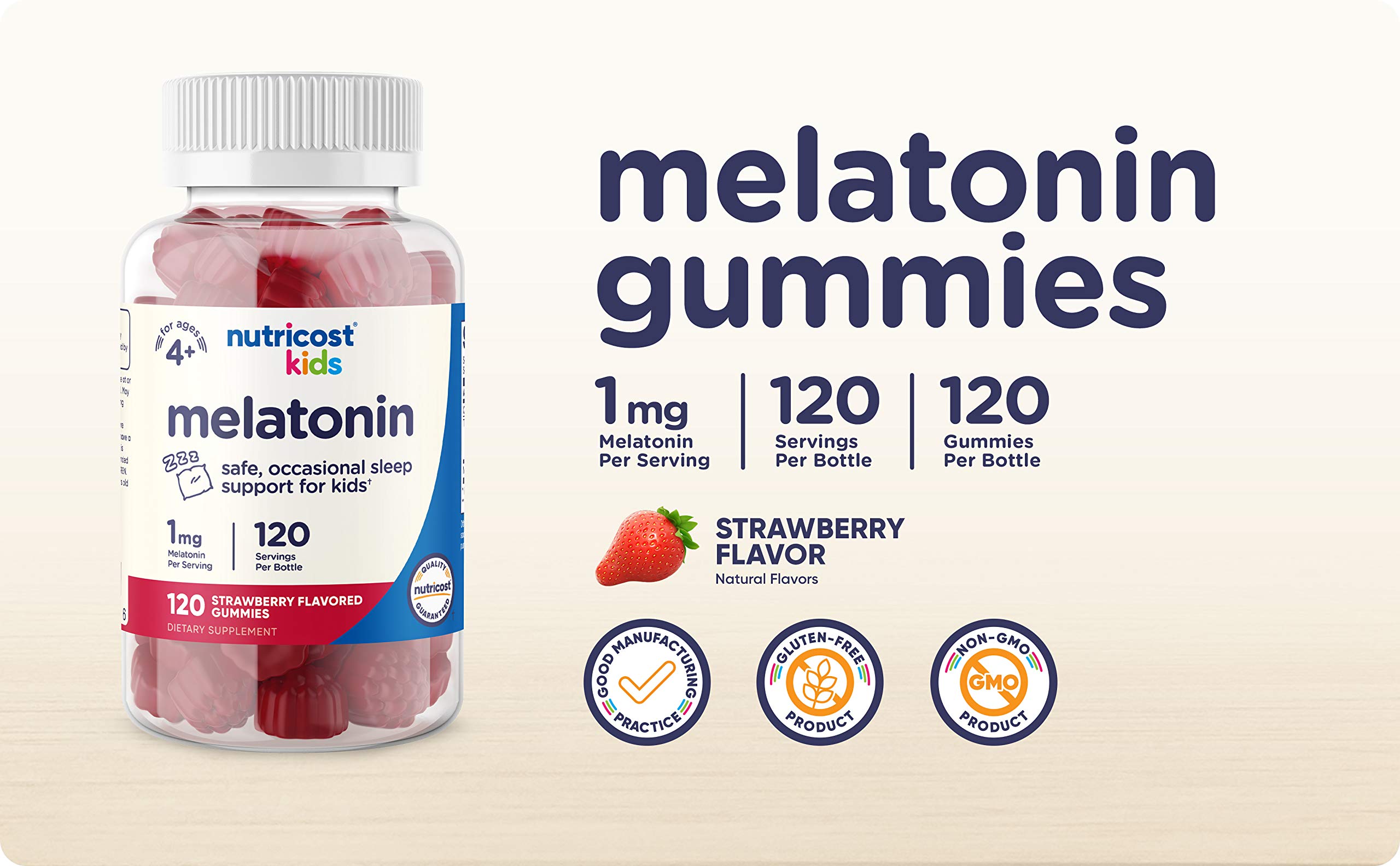 Nutricost gominolas melatonina para niños: 120 porciones en cada frasco