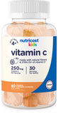 Nutricost Kids Vitamina C gomitas, frasco de 60, uso diario para la rutina familiar.