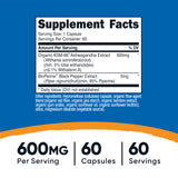 Nutricost KSM-66 Ashwagandha: etiqueta clara con datos del producto y beneficios posibles.