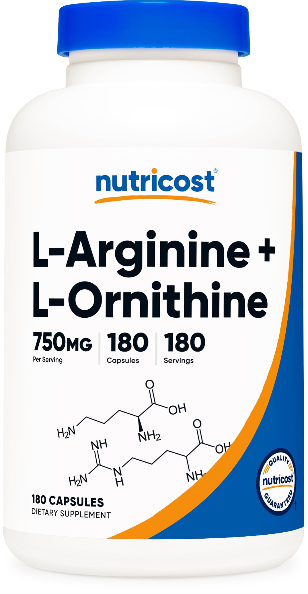 Nutricost L-arginina y L-ornitina en botella, uso diario y práctico