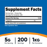 Nutricost L-Arginina: medición de 5 g por porción para consistencia.