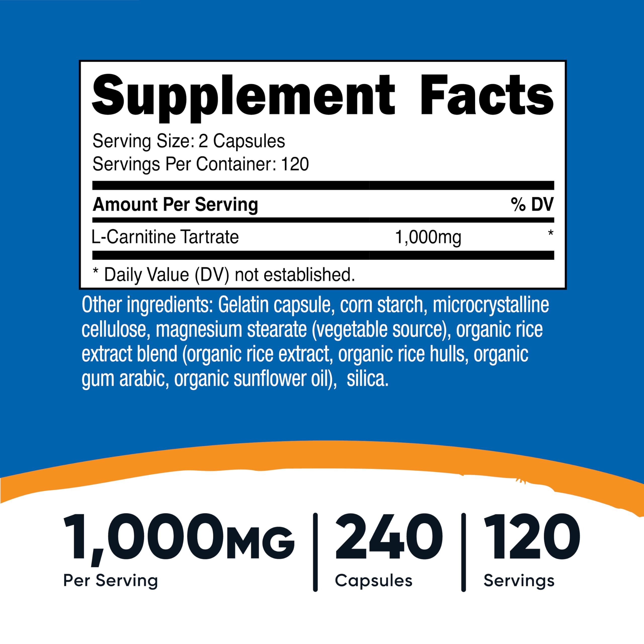 Nutricost L-Carnitina Tartrate cápsulas fáciles de tragar para tu rutina