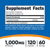 Detalle de las cápsulas Nutricost L-Carnitina Tartrato 1000mg