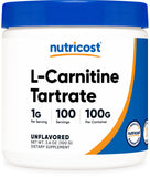 Nutricost L-Carnitina Tartrato Polvo en botella, alta calidad para uso diario.
