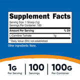 Nutricost L-Carnitina Tartrato Polvo con cucharita medidora, porciones precisas.