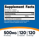 Nutricost L-Carnosina cápsulas vegetales, libres de gluten y OGM