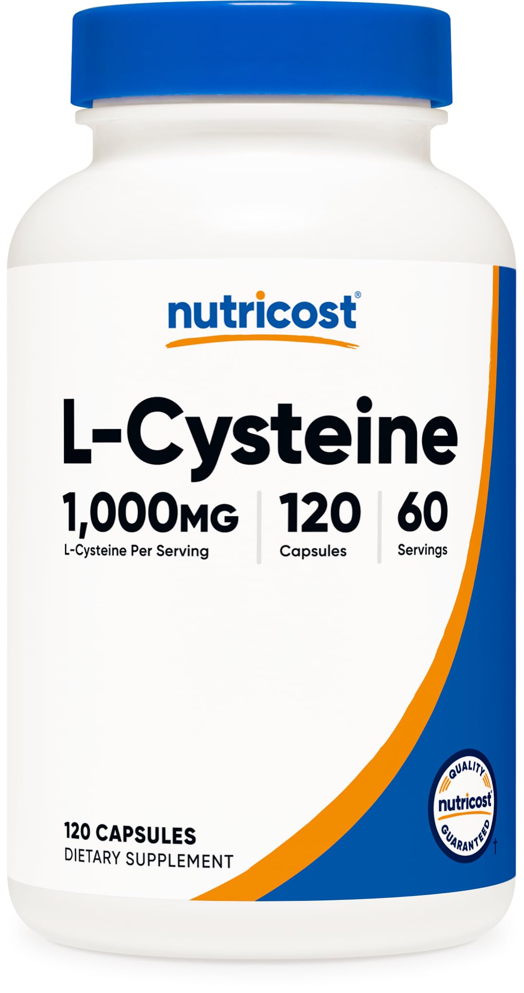 Nutricost L-Cisteína 1000 mg, cápsulas en botella para uso diario.