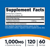 Etiqueta frontal de Nutricost L-Cisteína con información de dosis.