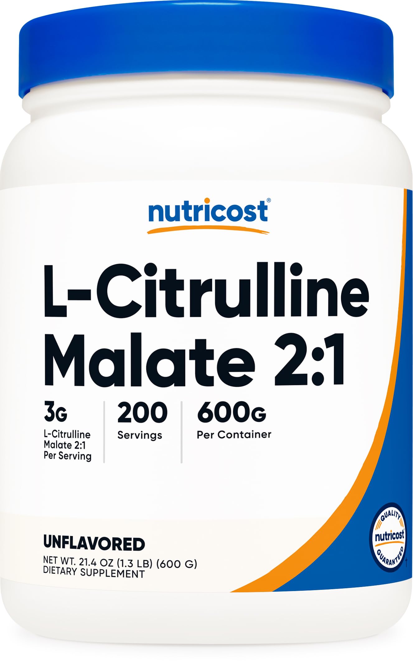 Nutricost L-Citrulina Malato 600 g en bote para entrenamientos sostenidos