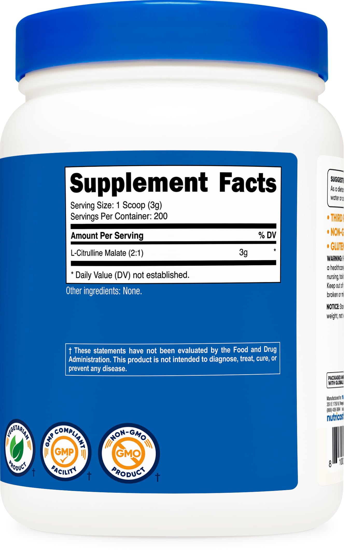 Nutricost L-Citrulina Malato para vida activa y rendimiento diario