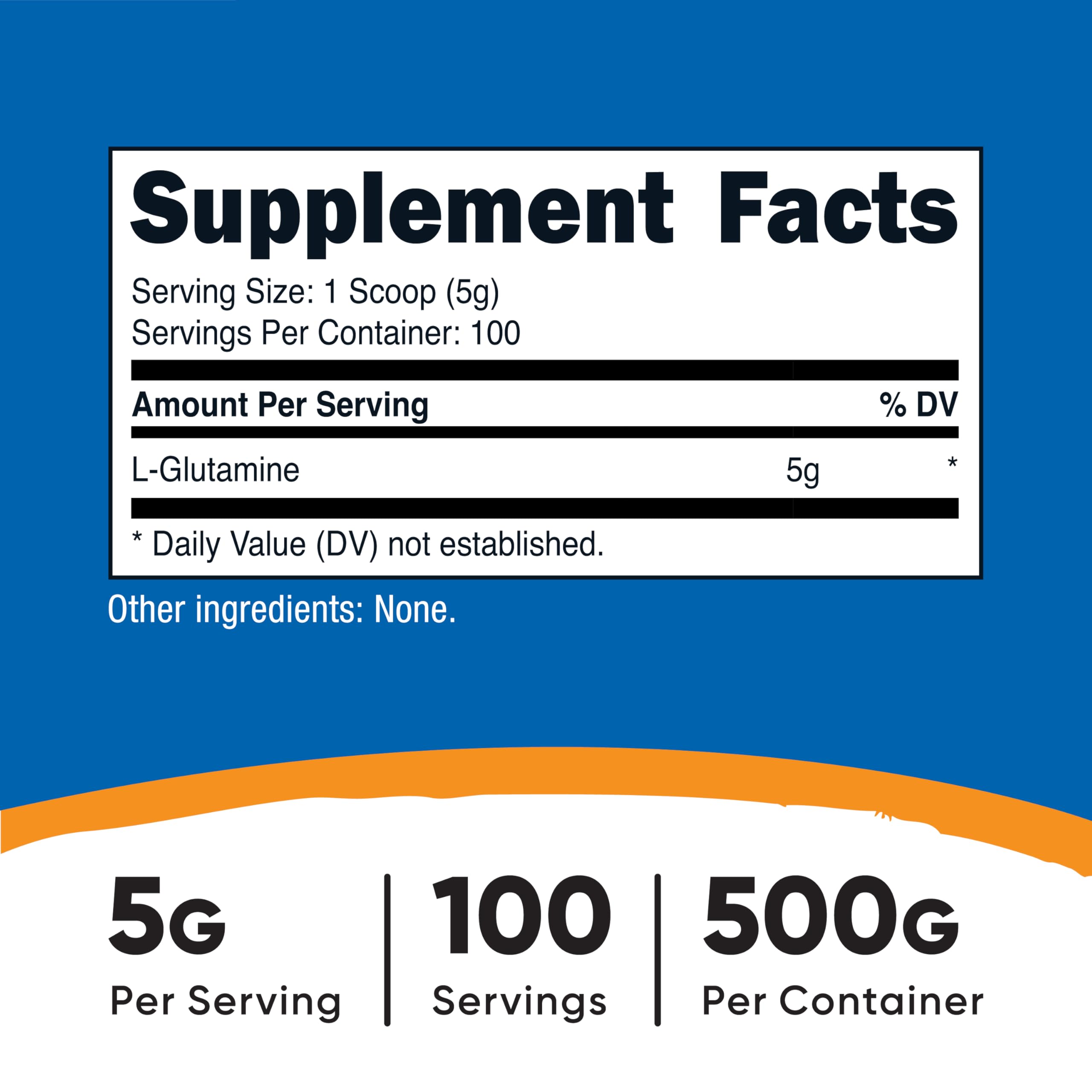Nutricost L-Glutamina con cuchara medidora para porciones consistentes.