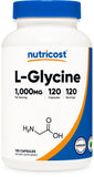Nutricost L-Glycine en botella de 1000 mg, cápsulas fáciles de tomar para uso diario