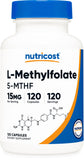 Nutricost L-Metilfolato 15 mg: cápsulas en botella para uso diario
