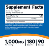 Porción de 2 cápsulas de Nutricost L-Proline para uso diario