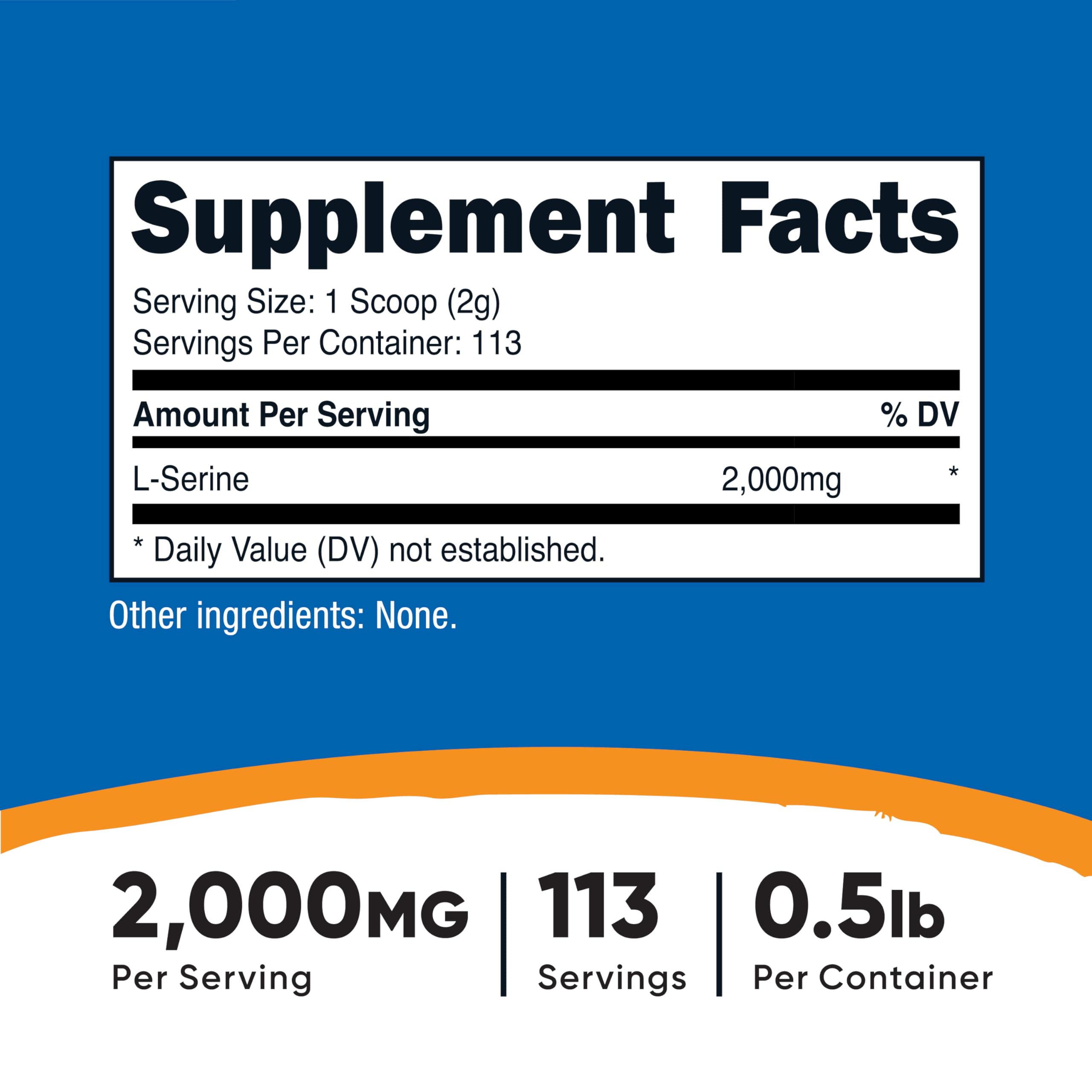 Nutricost L-Serina con cucharita medidora, porción conveniente de 2000 mg