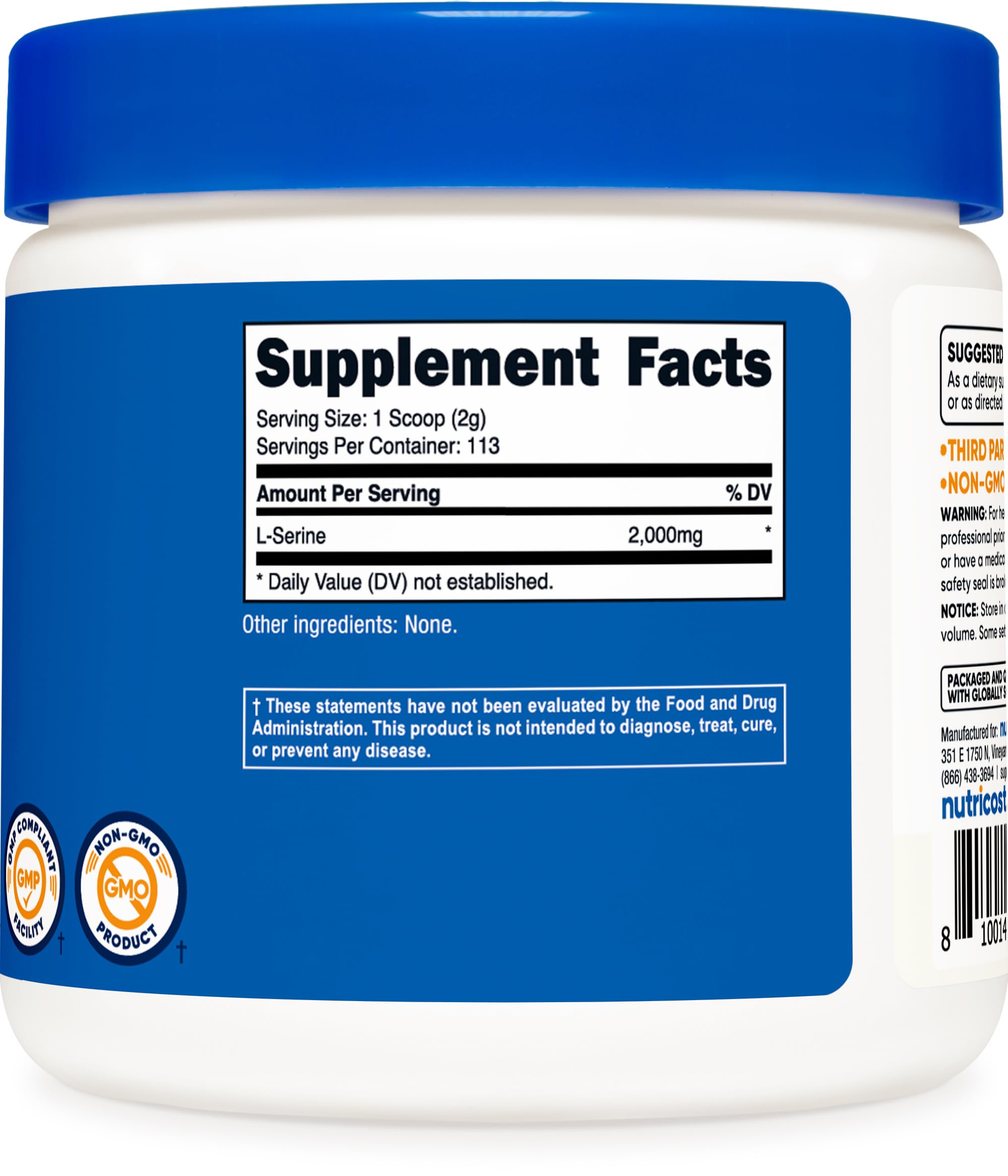 Nutricost L-Serina hecho en EE.UU., planta certificada