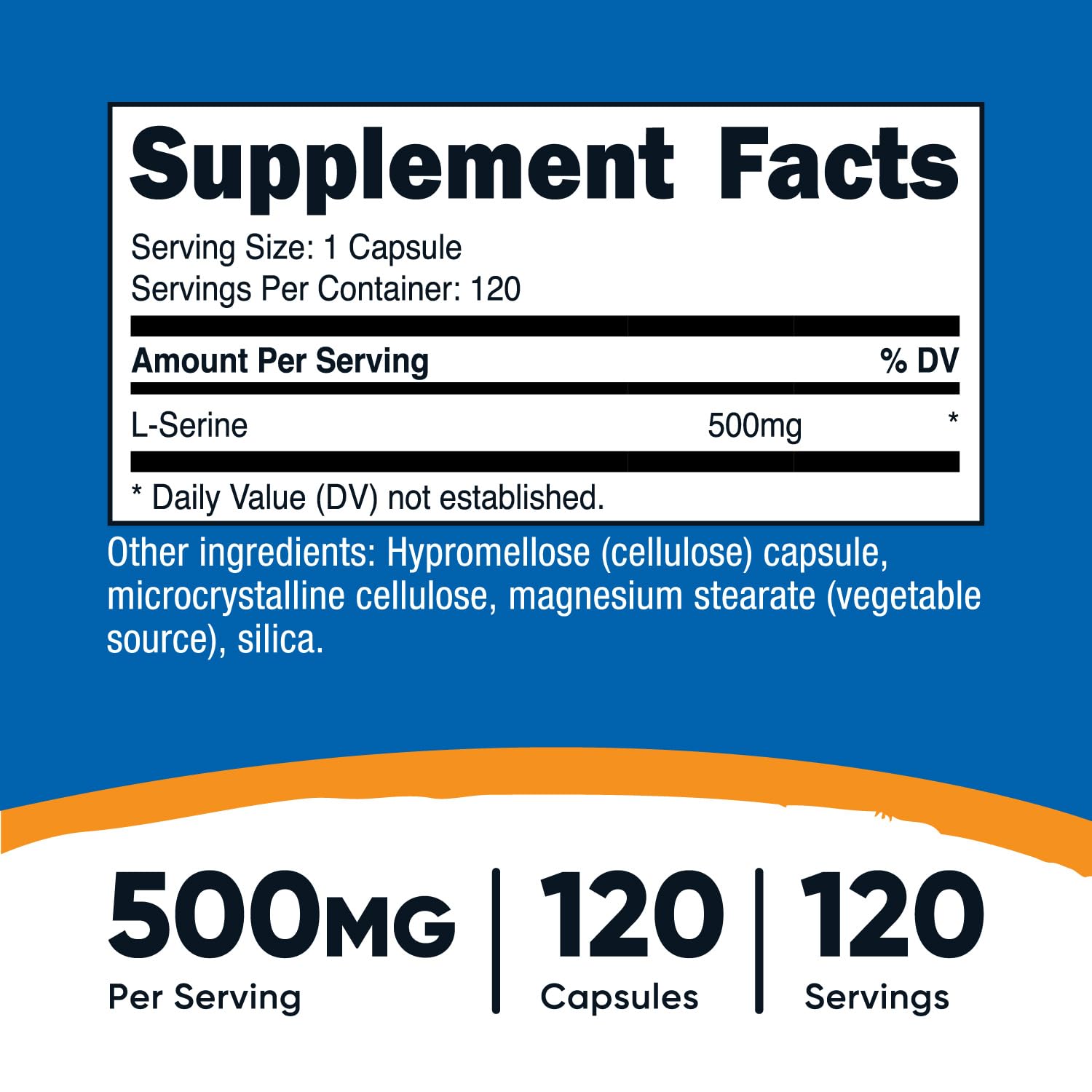 Nutricost L-Serine 500 mg botella de 120 cápsulas para dosis constantes.