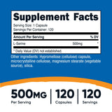 Nutricost L-Serine 500 mg botella de 120 cápsulas para dosis constantes.