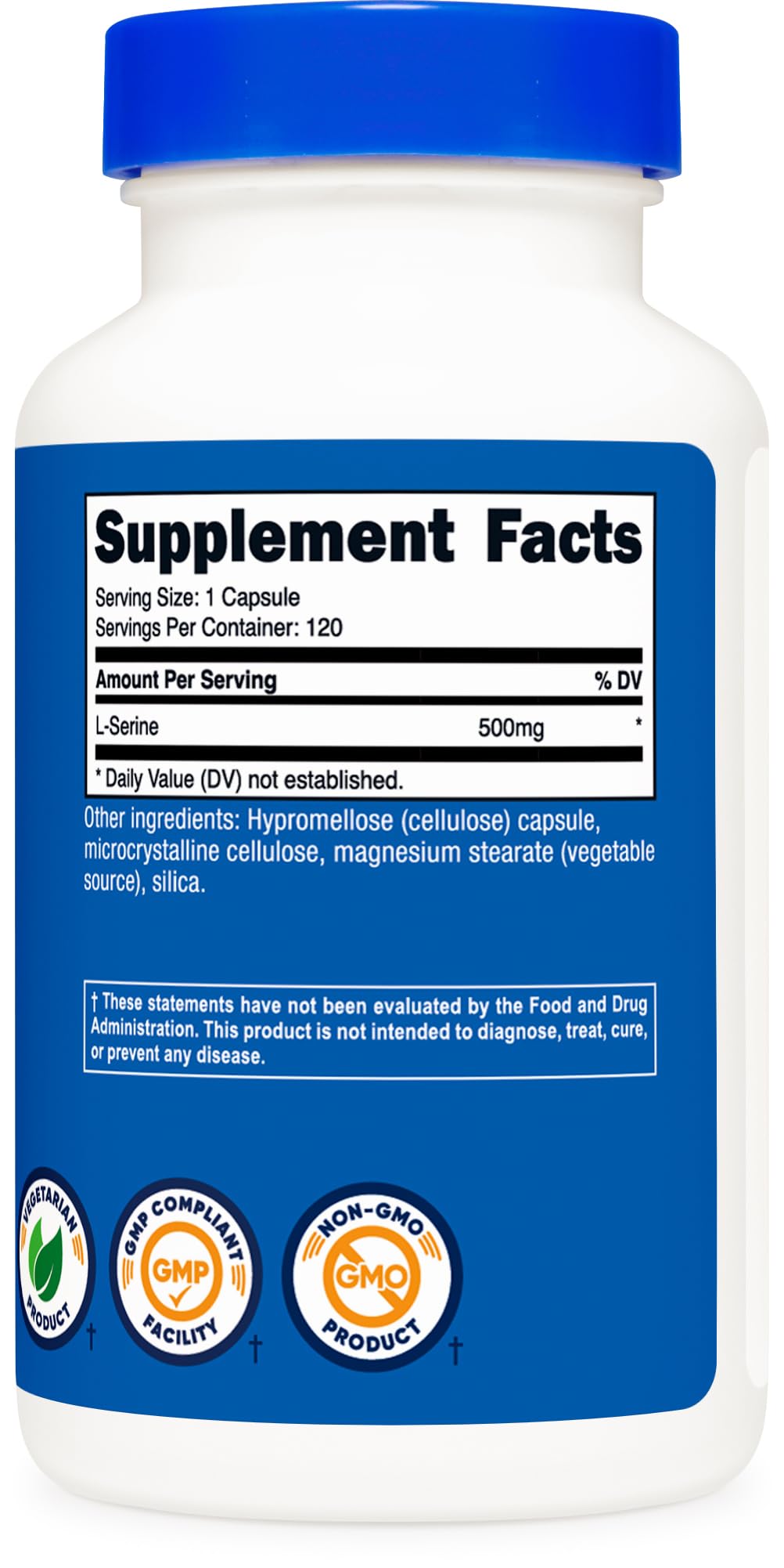 Nutricost L-Serine 500 mg cápsulas sin gluten y sin OGM.