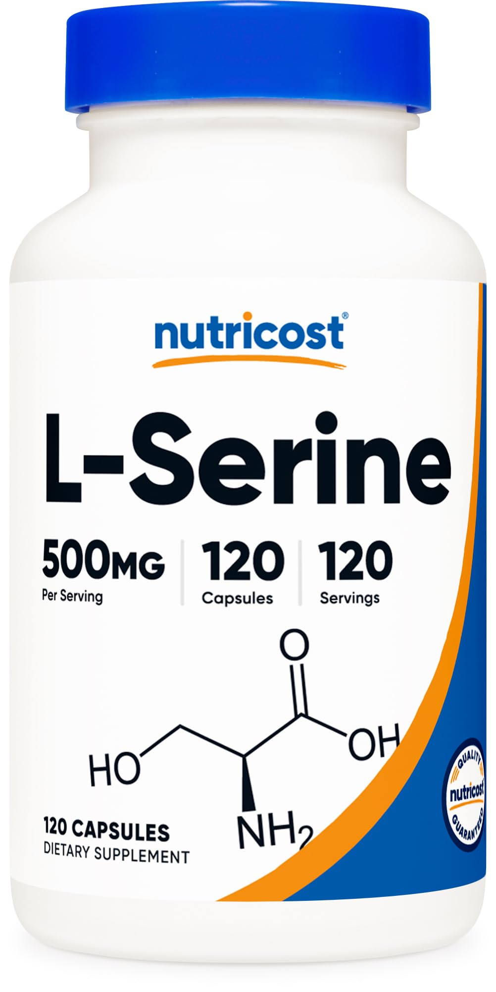 Nutricost L-Serine 500 mg cápsulas vegetarianas para uso diario.