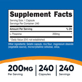 Nutricost L-Theanine 200 mg frasco: fácil dosis diaria para mantener la calma.